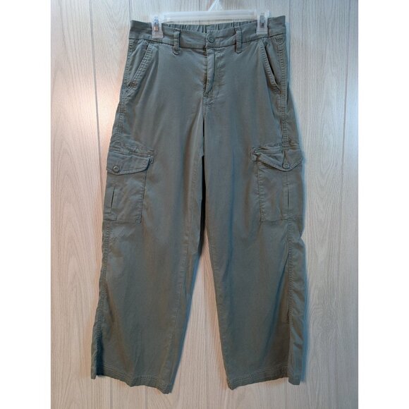 American Eagle Olive Green Cargo Pants Mid-Rise Baggy Wide Leg Stretch Casual 4 - Picture 1 of 11